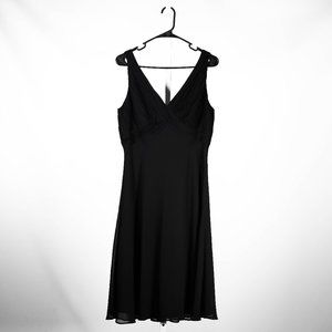 Chaps Ralph Lauren Women's Dress Black V-Neck Pleated Cocktail Party Wedding 12